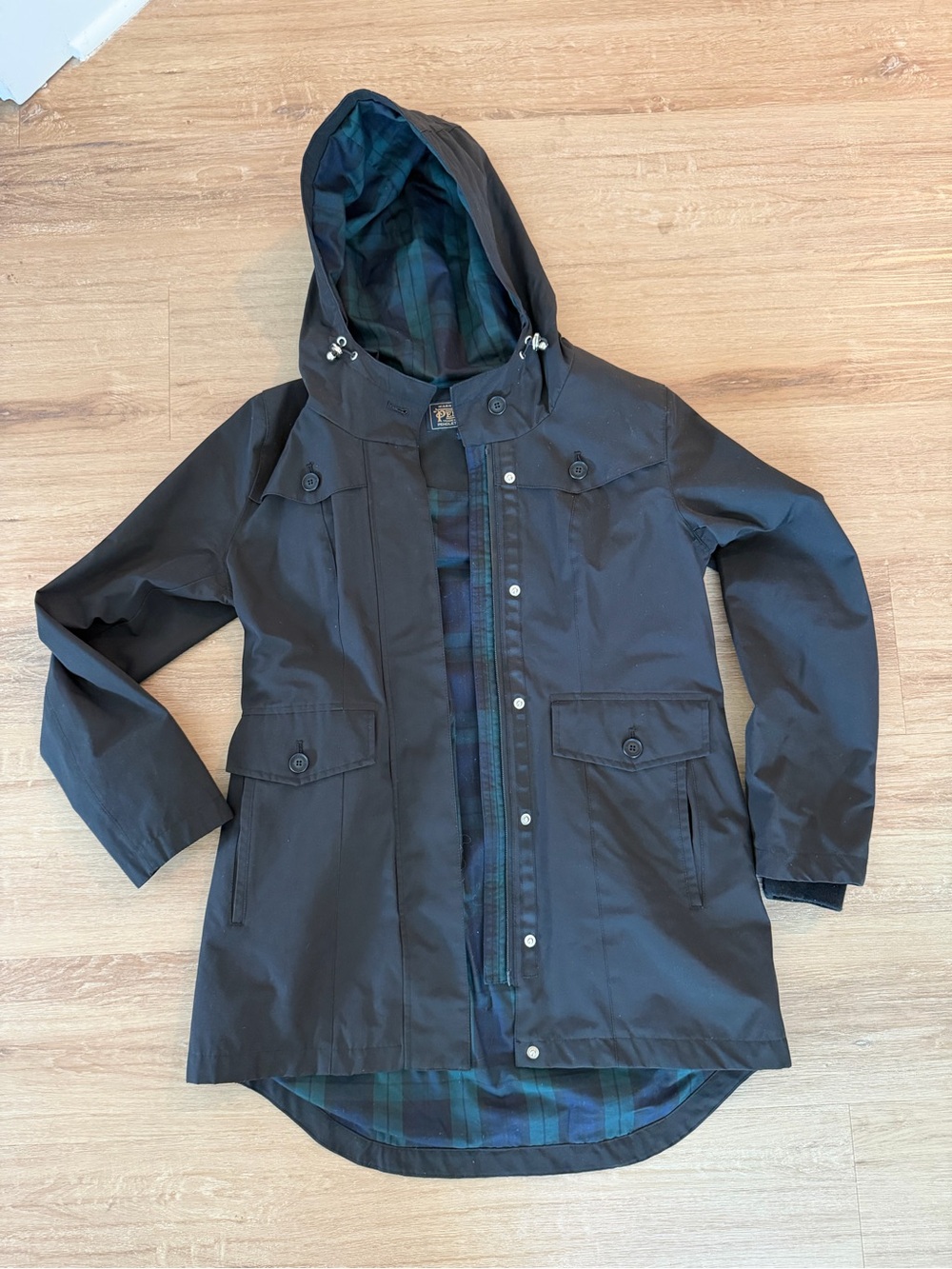 Pendleton Black Jacket with Green and Blue Plaid Lining